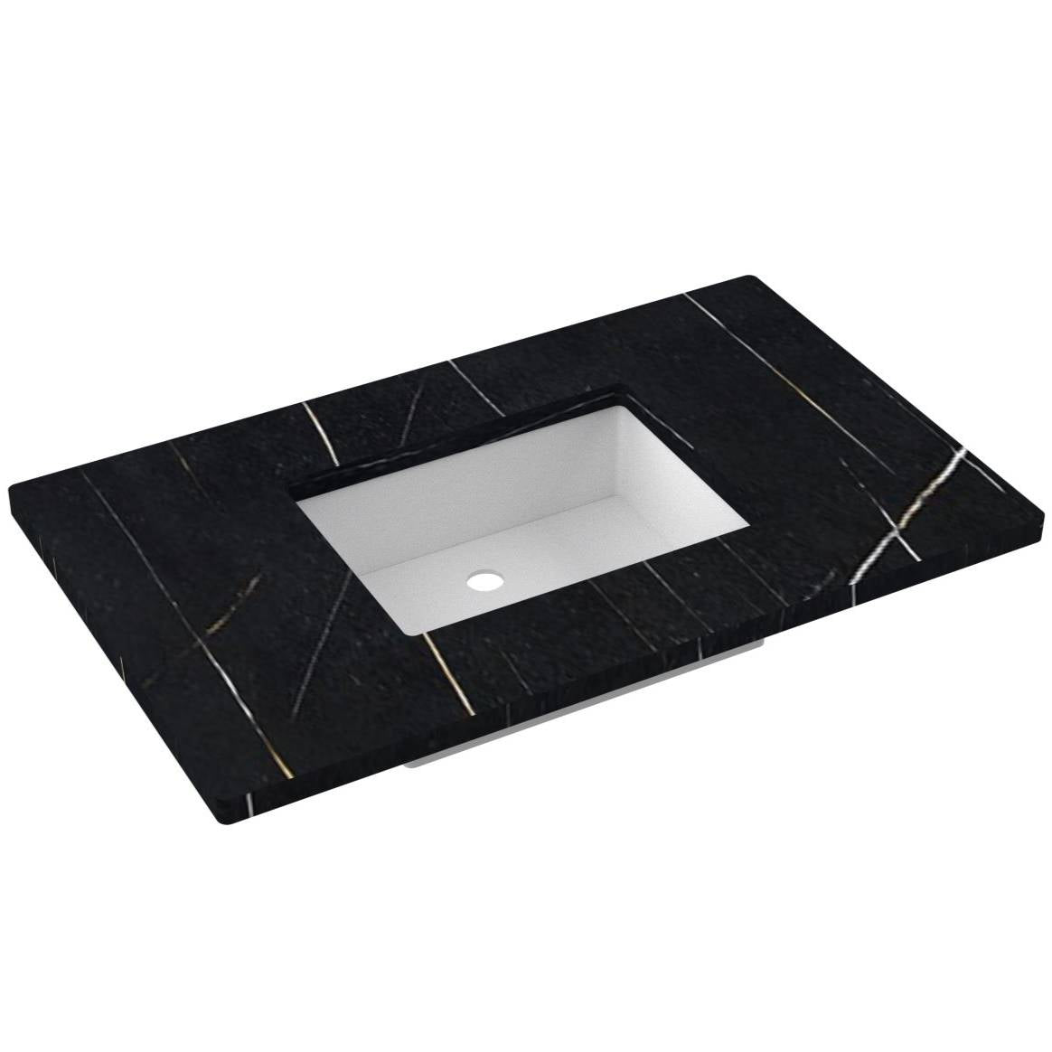 37" Silestone® Quartz Vanity Top Single Rectangle Centered Sink