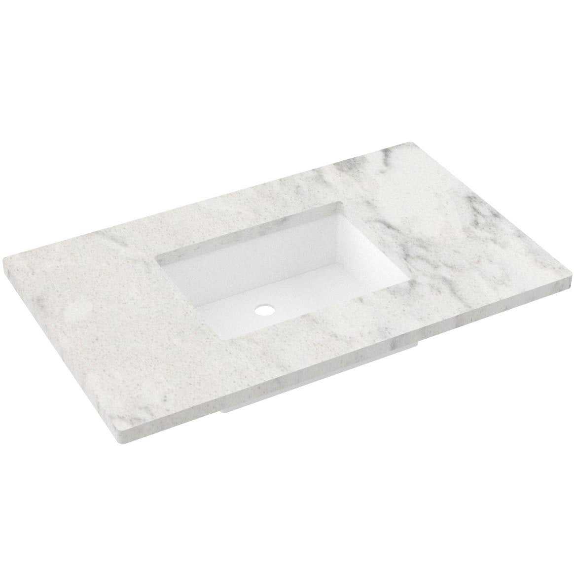 37" Silestone® Quartz Vanity Top Single Rectangle Centered Sink