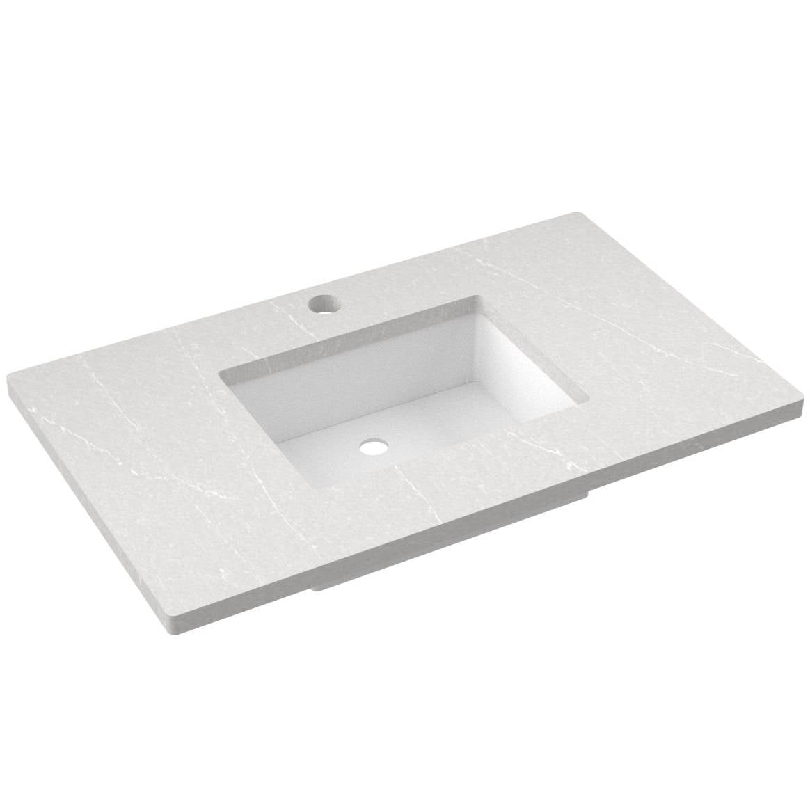 37" Silestone® Quartz Vanity Top Single Rectangle Centered Sink