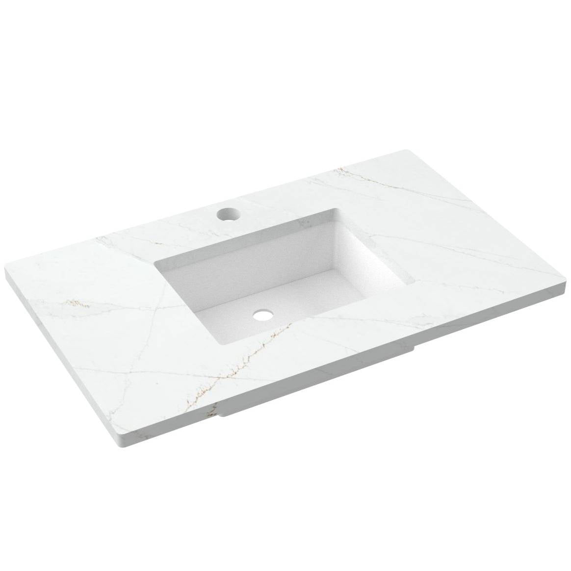 37" Silestone® Quartz Vanity Top Single Rectangle Centered Sink