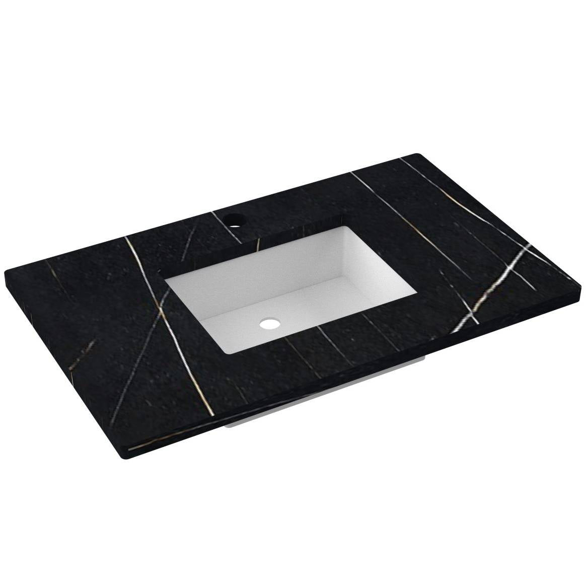 37" Silestone® Quartz Vanity Top Single Rectangle Centered Sink