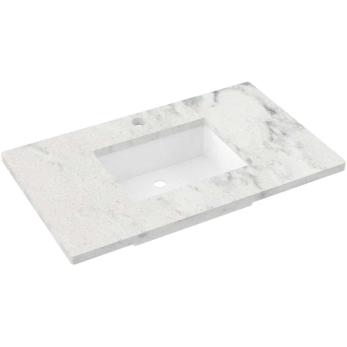 37" Silestone® Quartz Vanity Top Single Rectangle Centered Sink