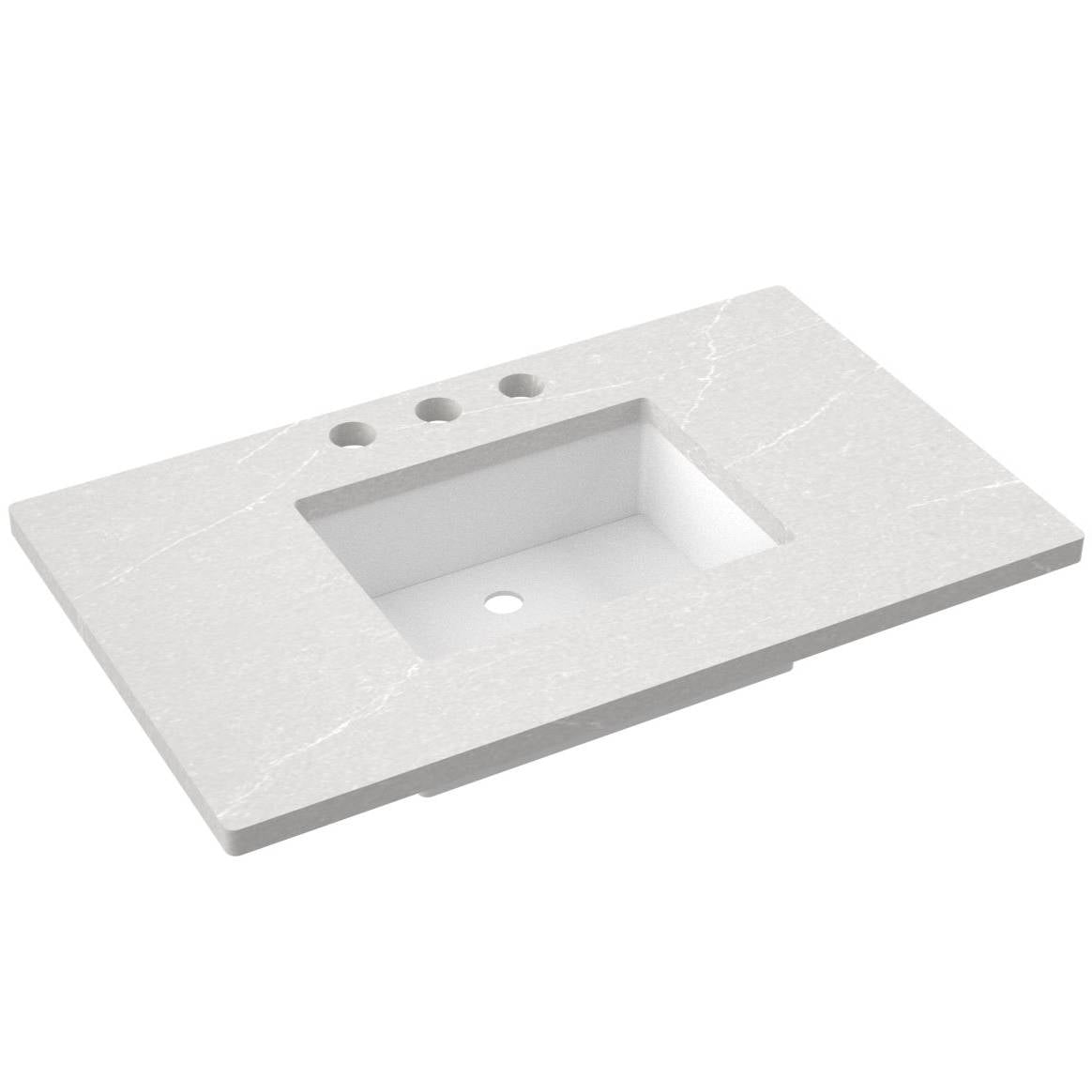 37" Silestone® Quartz Vanity Top Single Rectangle Centered Sink