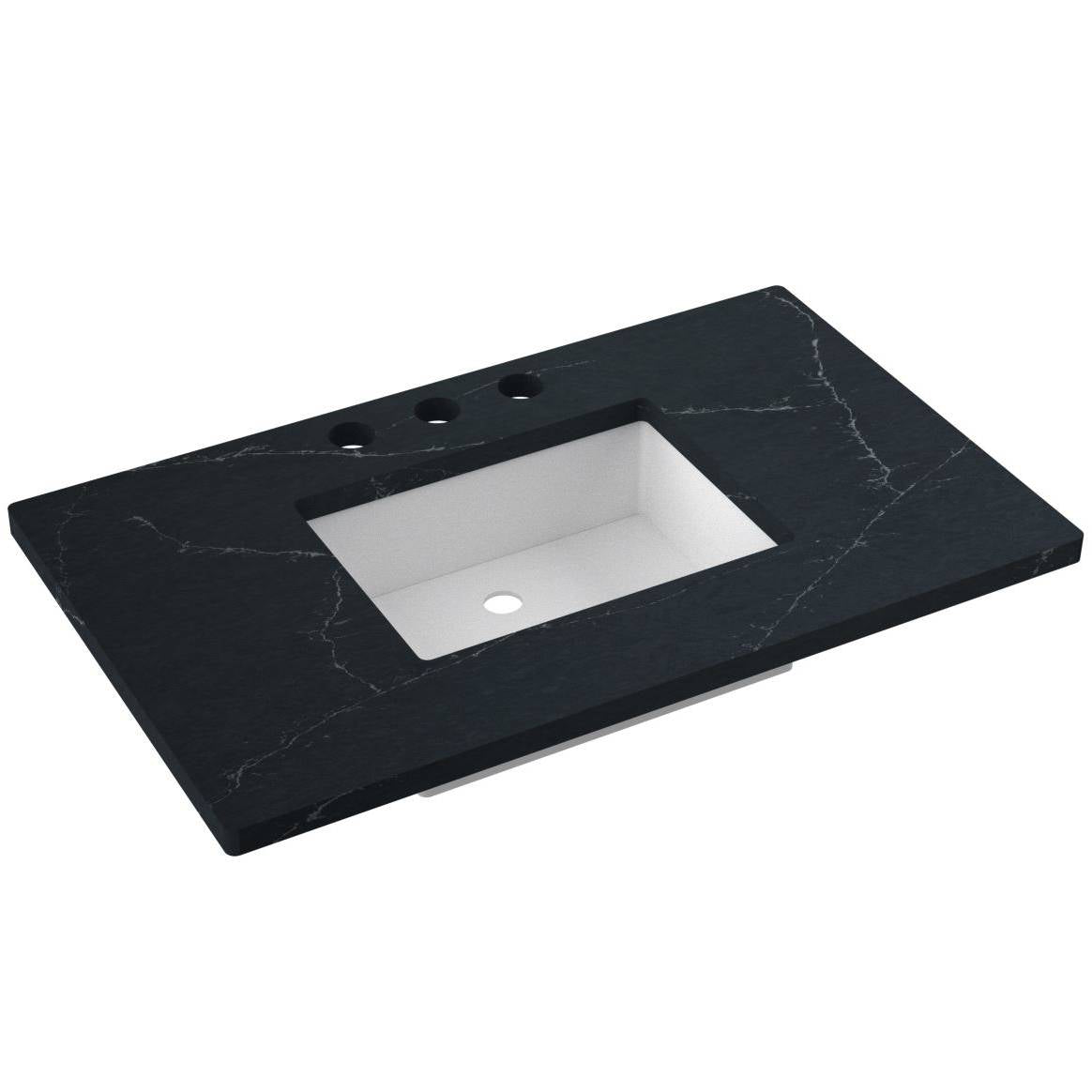37" Silestone® Quartz Vanity Top Single Rectangle Centered Sink