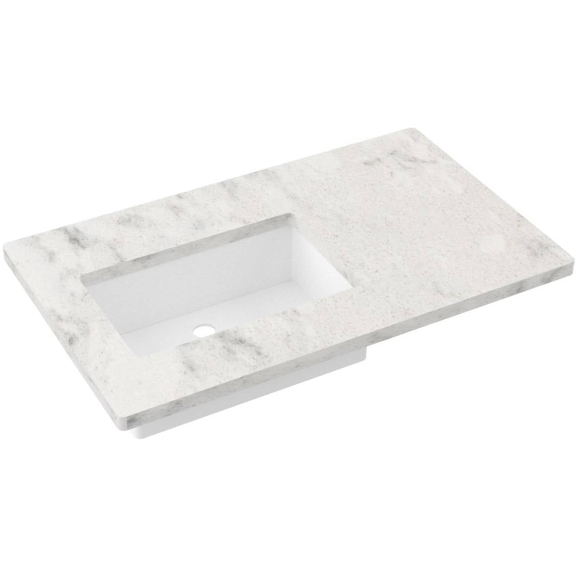 37" Silestone® Quartz Vanity Top Single Rectangle Offset Sink