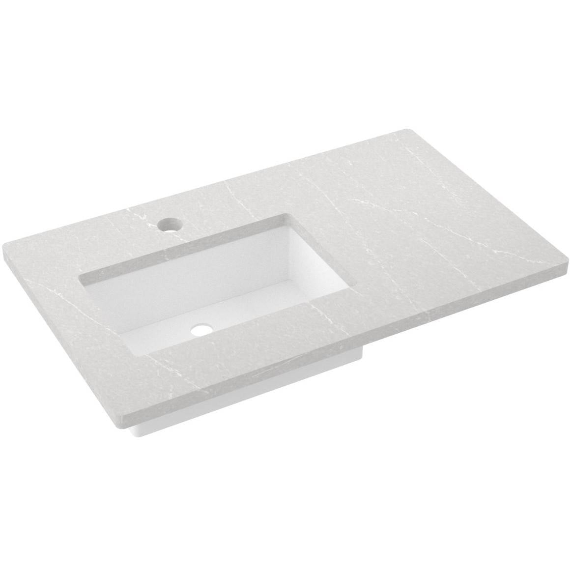 37" Silestone® Quartz Vanity Top Single Rectangle Offset Sink