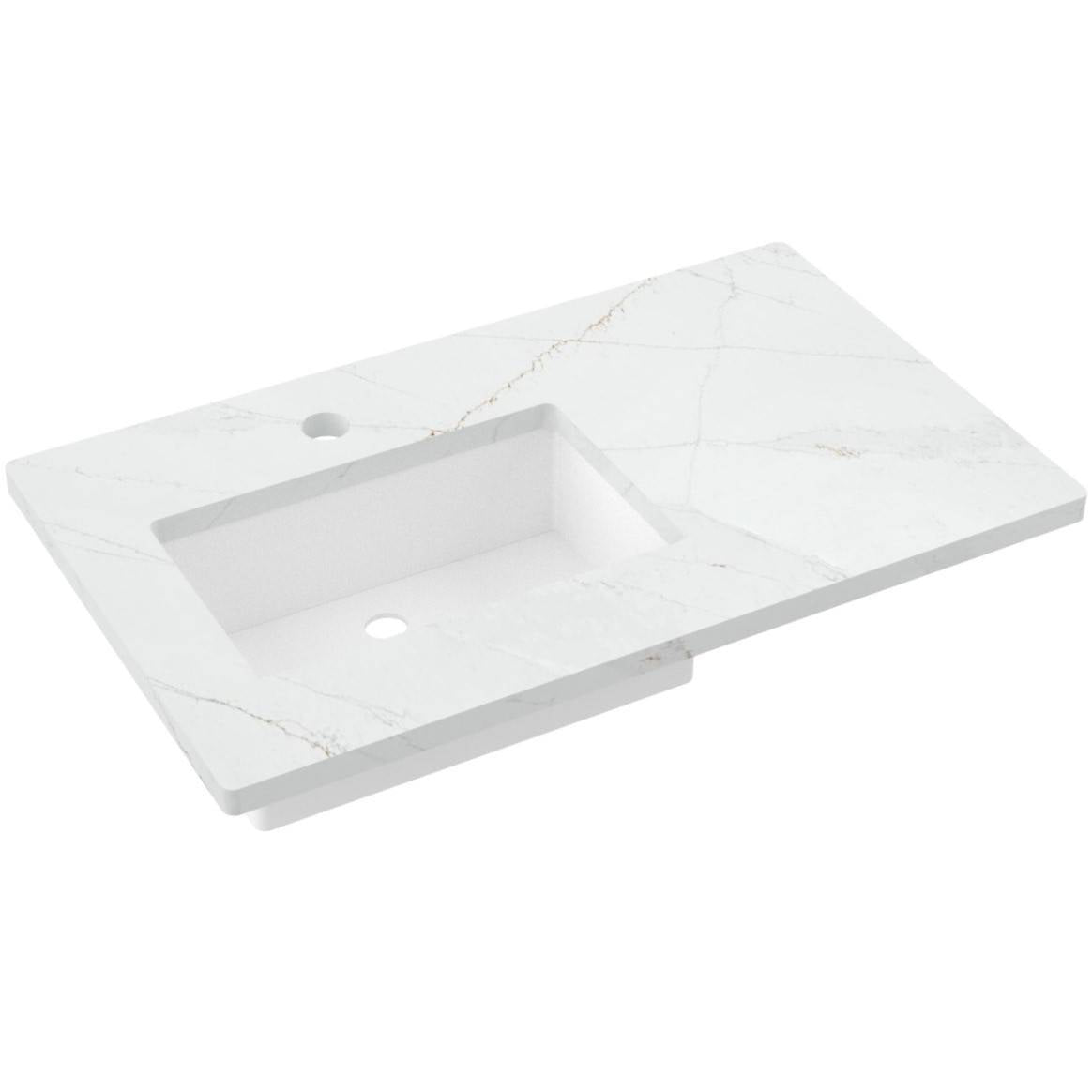 37" Silestone® Quartz Vanity Top Single Rectangle Offset Sink