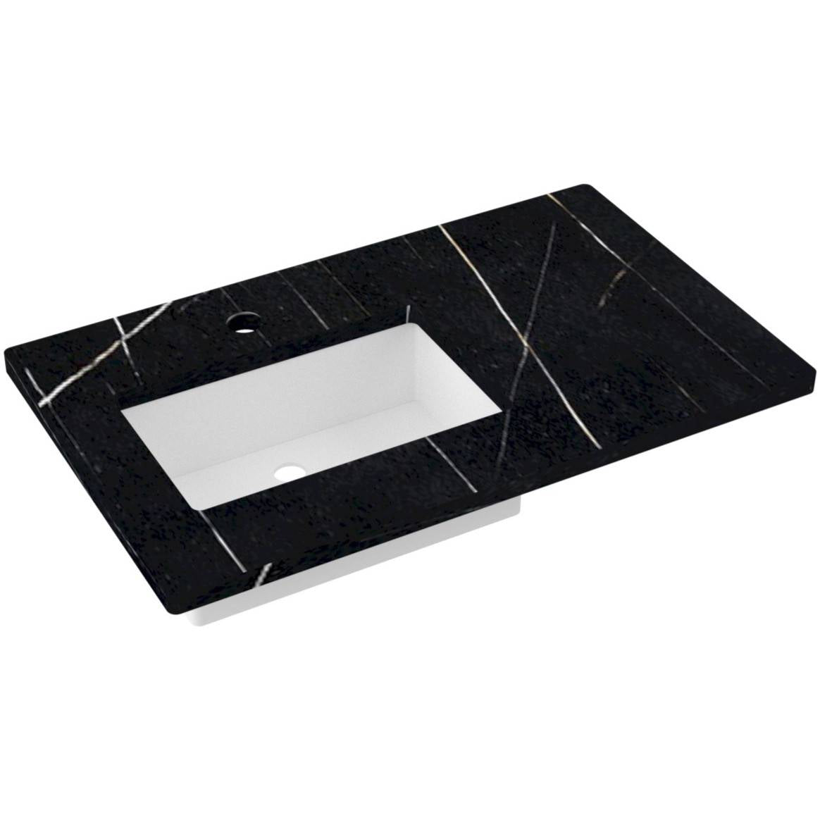 37" Silestone® Quartz Vanity Top Single Rectangle Offset Sink