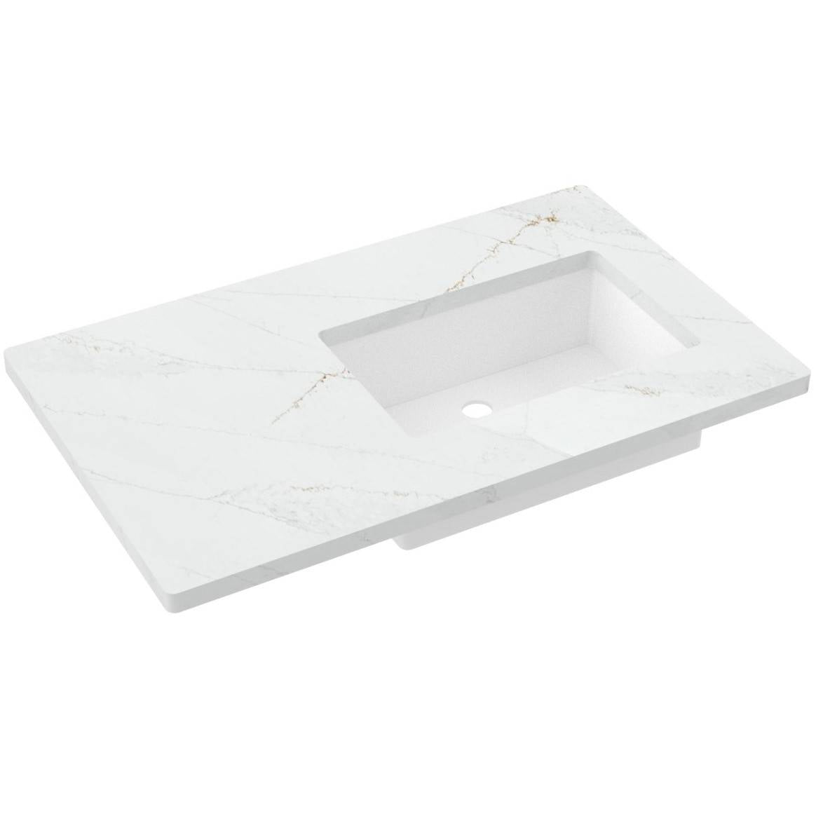 37" Silestone® Quartz Vanity Top Single Rectangle Offset Sink