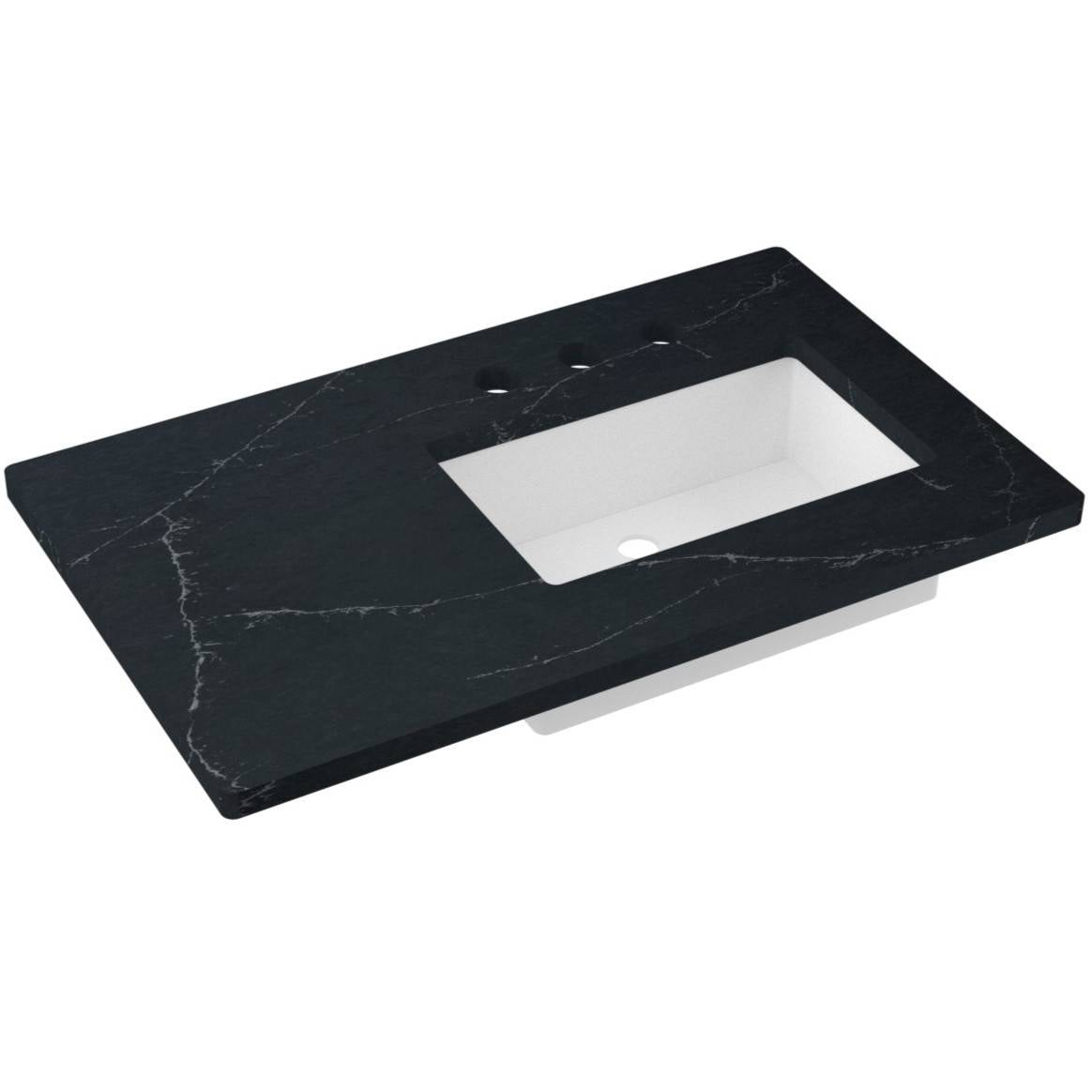 37" Silestone® Quartz Vanity Top Single Rectangle Offset Sink