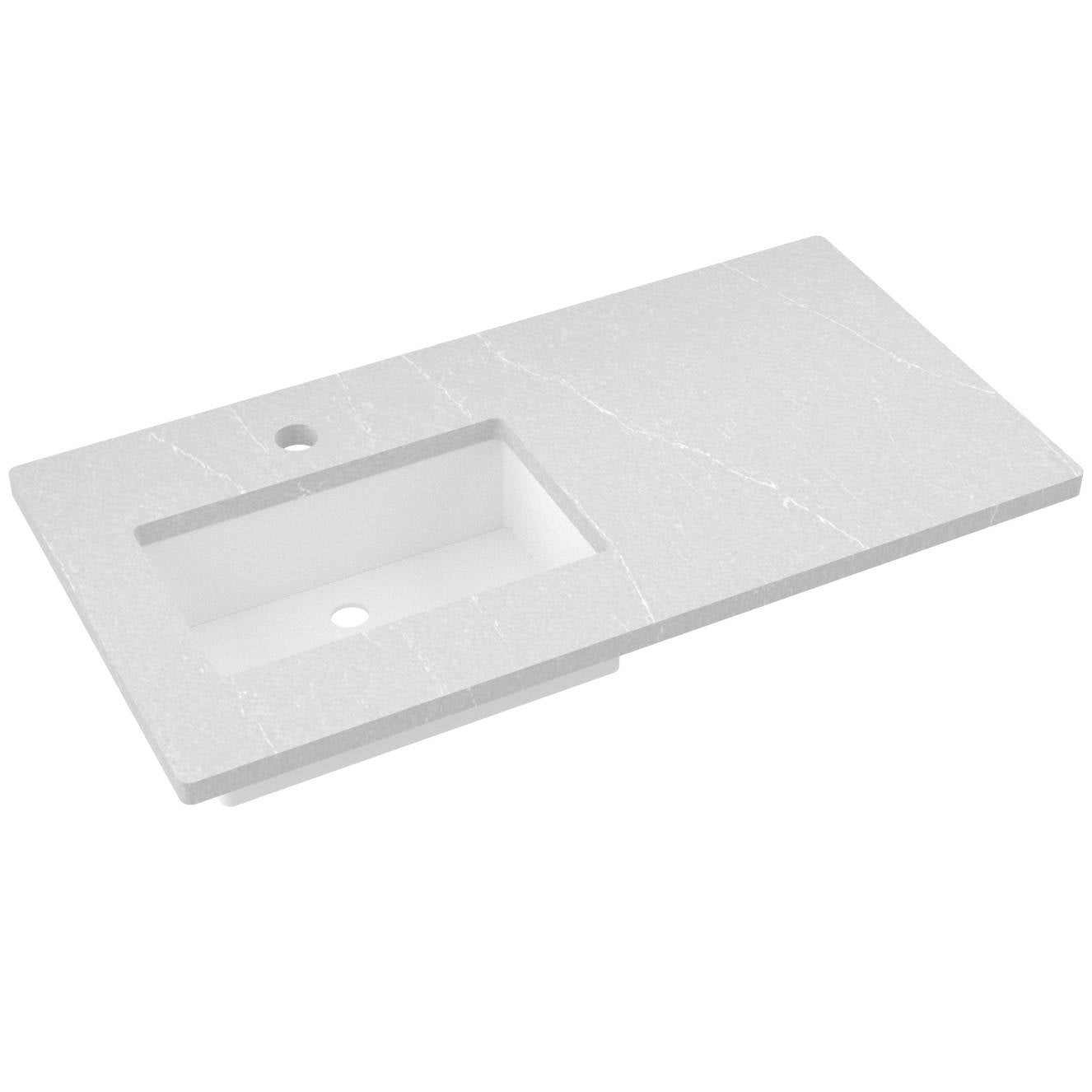43" Silestone® Quartz Vanity Top Single Rectangle Offset Sink