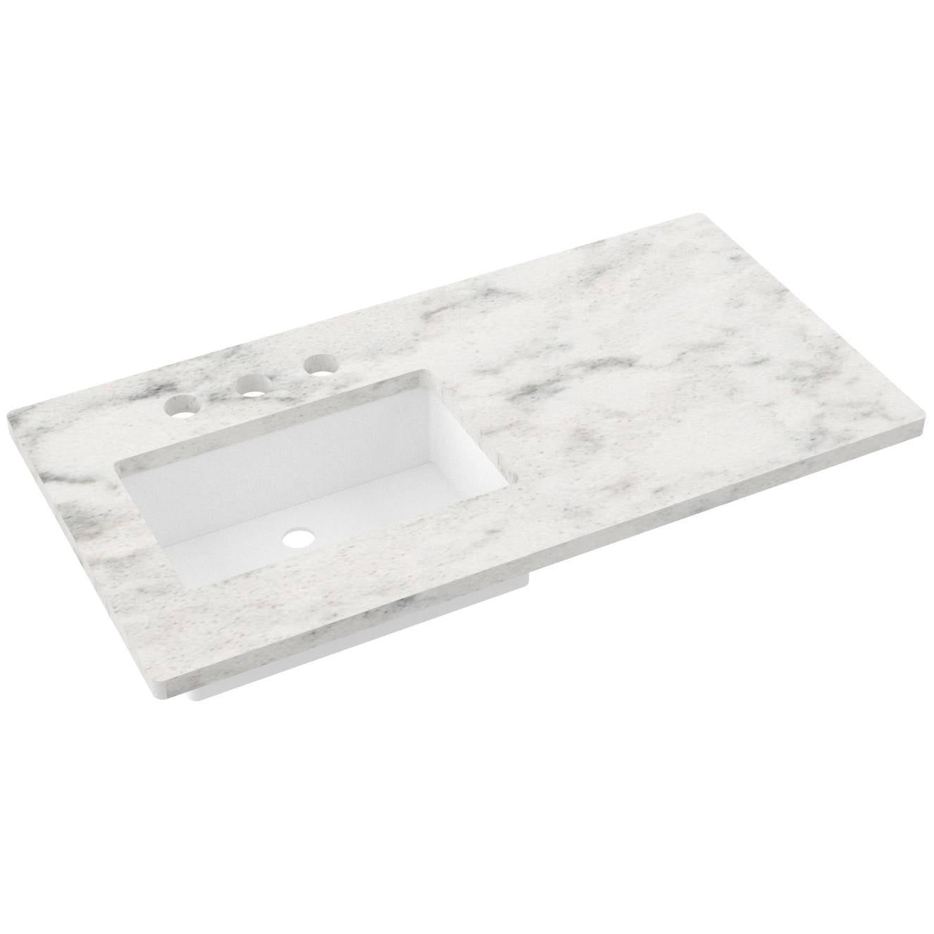 43" Silestone® Quartz Vanity Top Single Rectangle Offset Sink