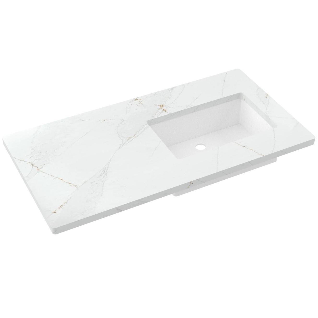 43" Silestone® Quartz Vanity Top Single Rectangle Offset Sink