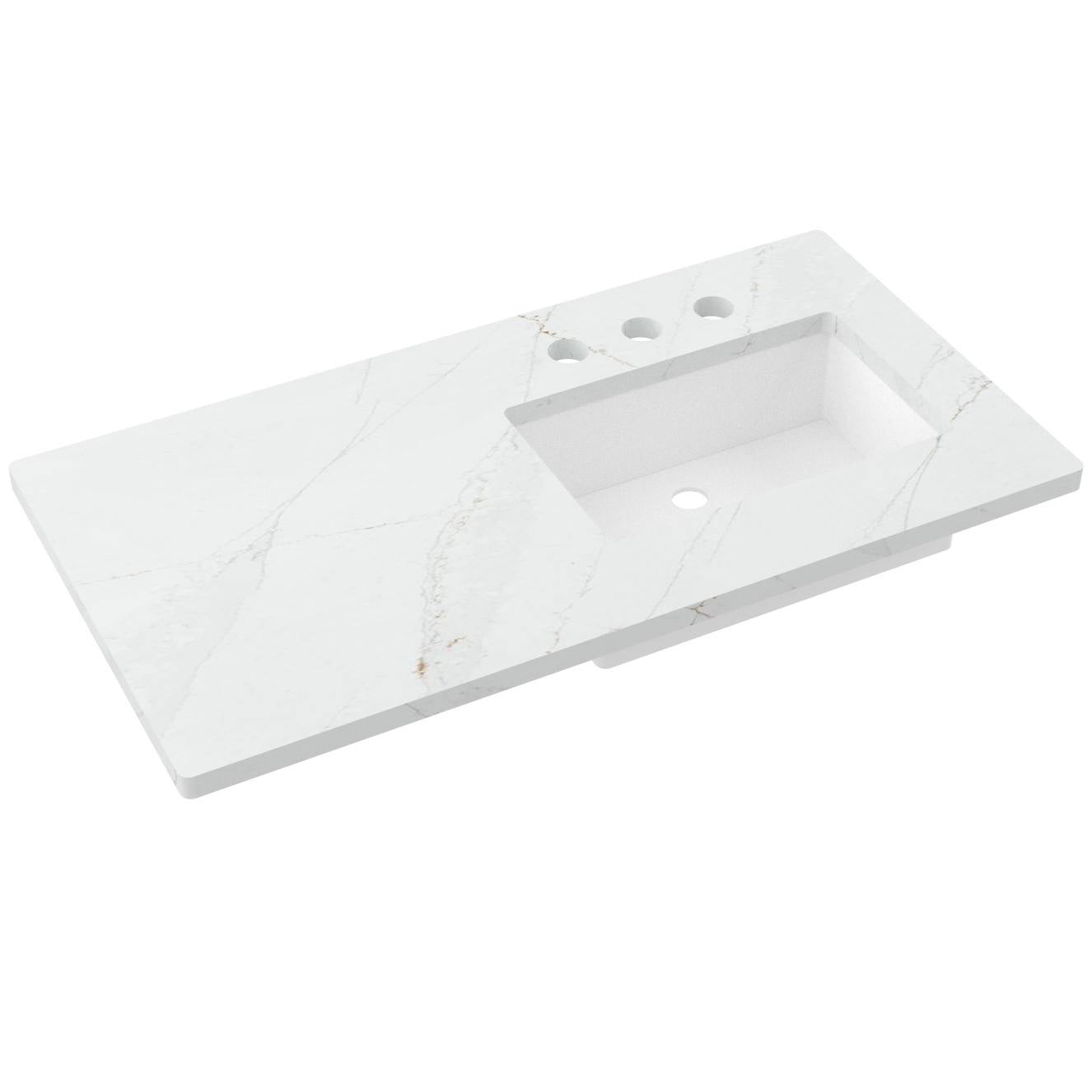 43" Silestone® Quartz Vanity Top Single Rectangle Offset Sink