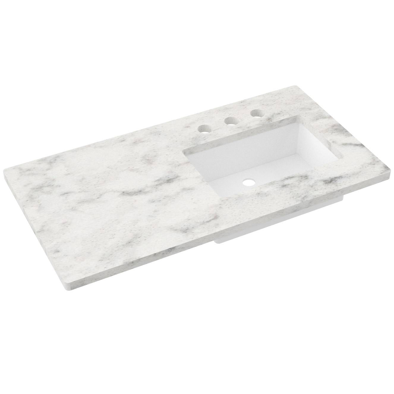 43" Silestone® Quartz Vanity Top Single Rectangle Offset Sink