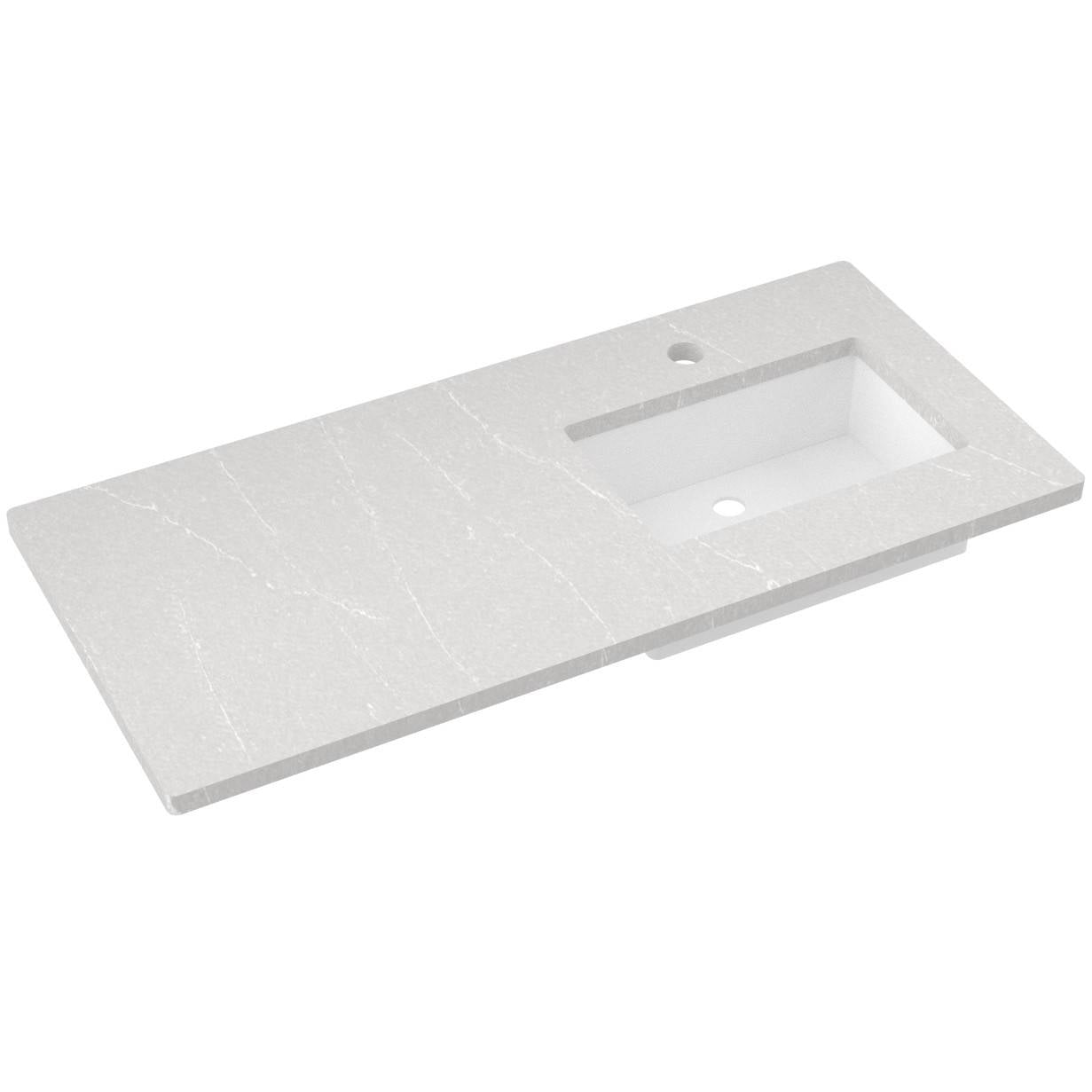 49" Silestone® Quartz Vanity Top Single Rectangle Offset Sink