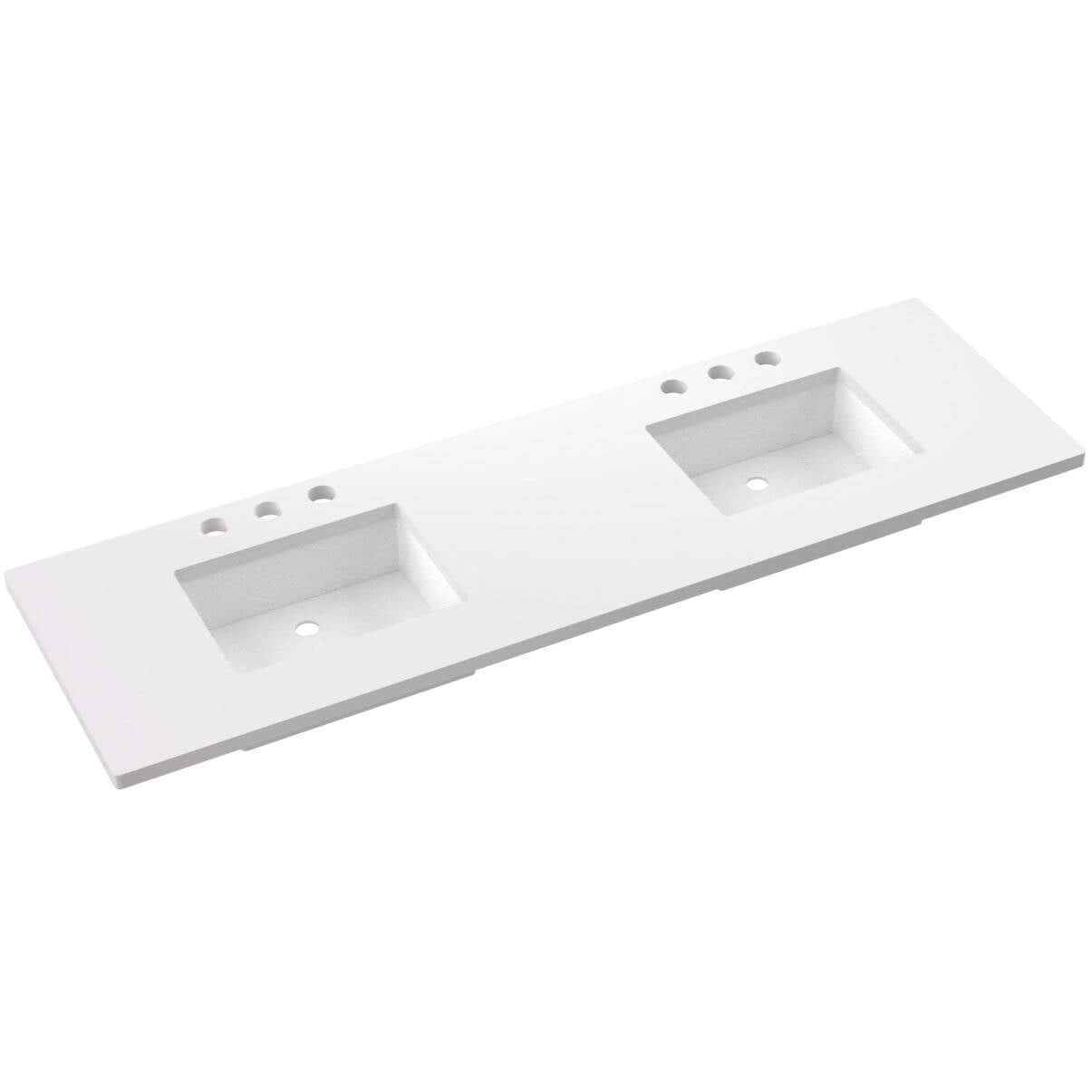 Vanderloc 73" Silestone® Quartz vanity top with double rectangle offset sinks for a modern bathroom.