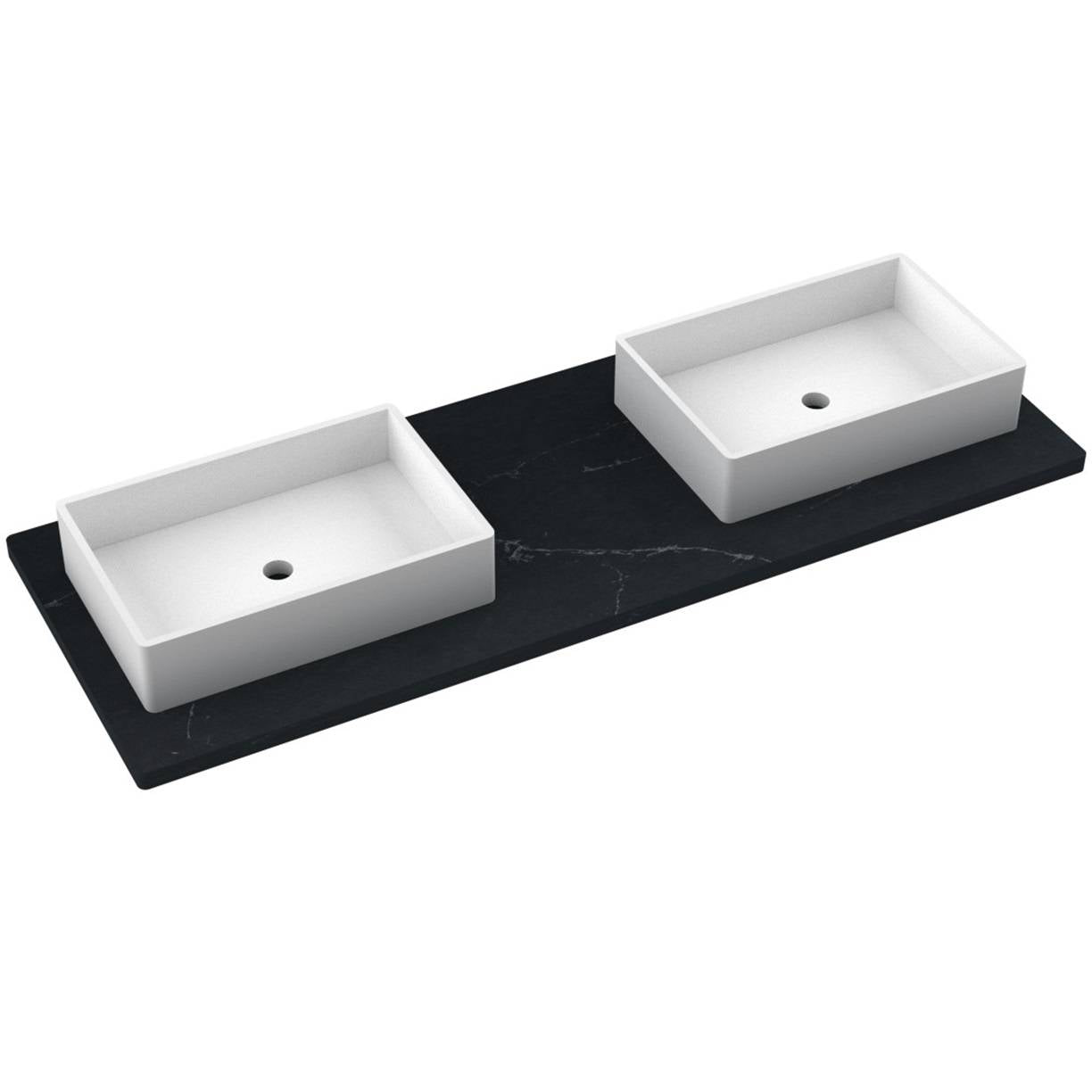 61" Silestone® Quartz Vanity Top Double Vigo Offset Sink