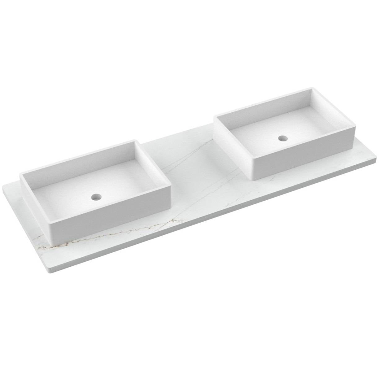61" Silestone® Quartz Vanity Top Double Vigo Offset Sink