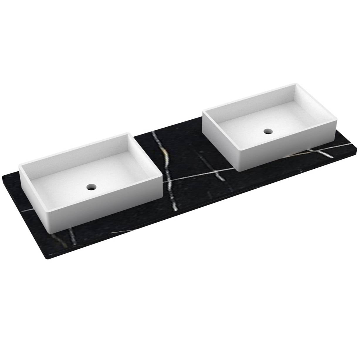 61" Silestone® Quartz Vanity Top Double Vigo Offset Sink