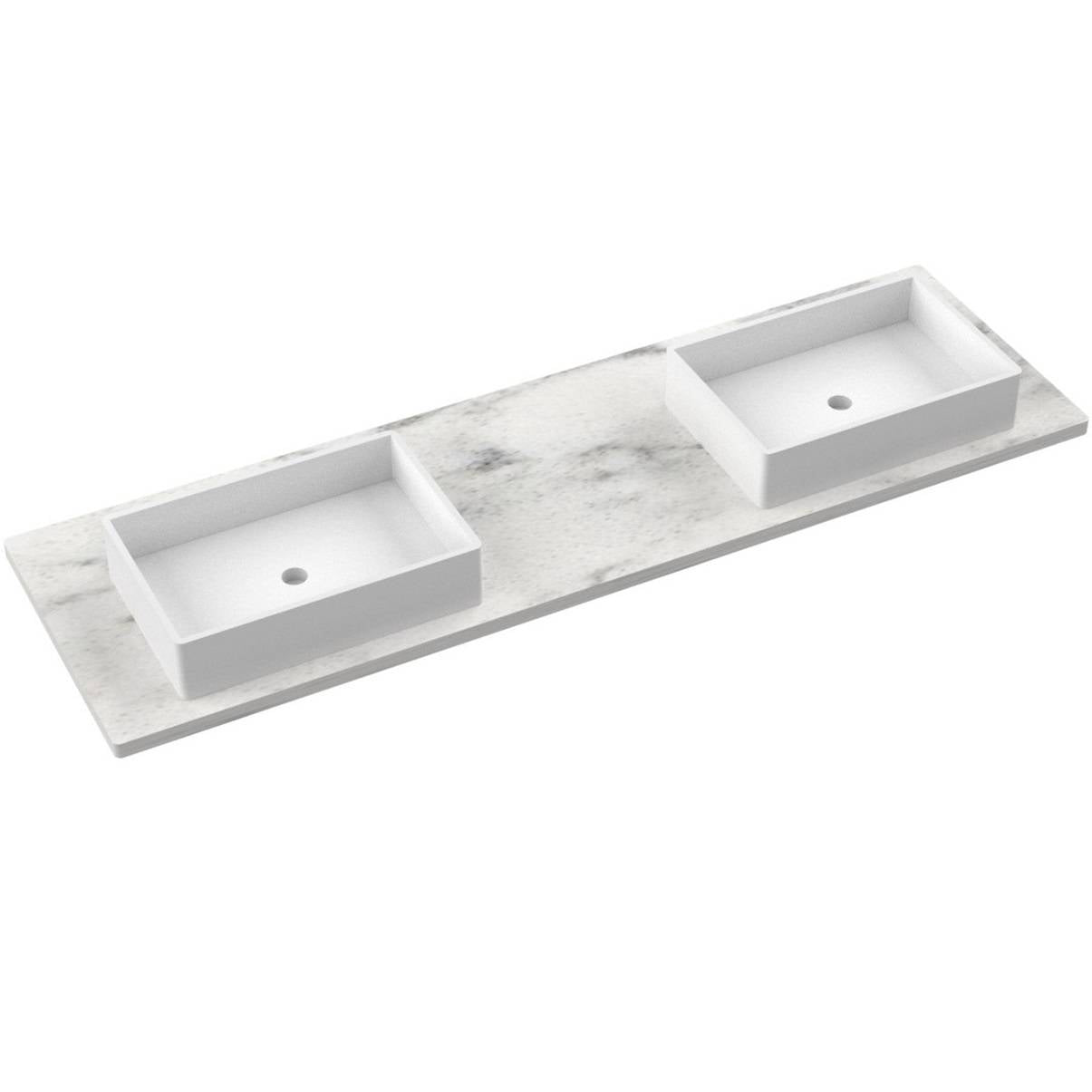 73" Silestone® Quartz Vanity Top Double Vigo Offset Sink