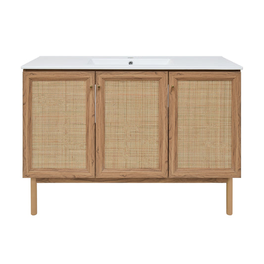 Swiss Madison, Classe 48" Freestanding Bathroom Vanity in Golden Oak with Sink Top