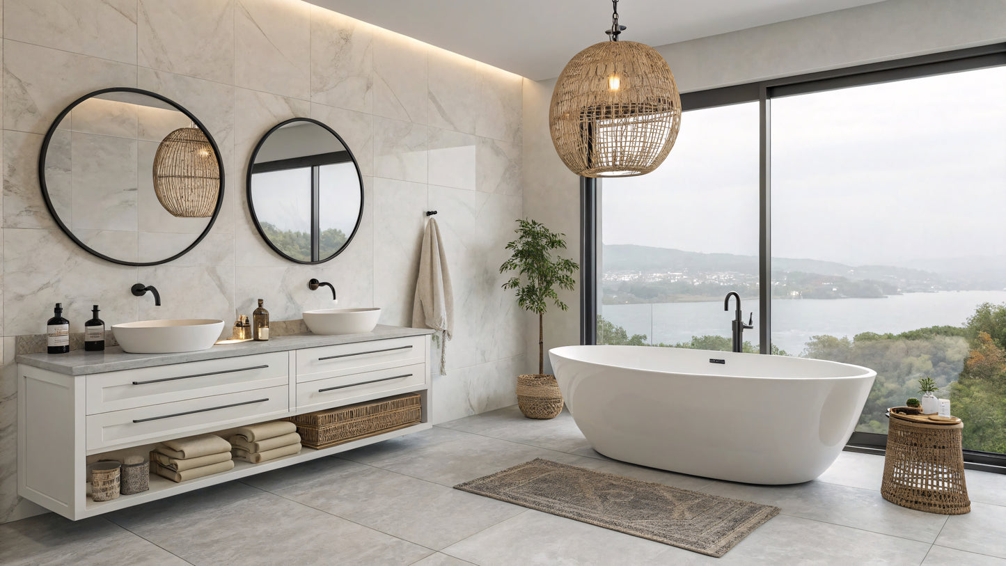 Double Sink Wall Mount / Floating, White, Bathroom Vanity