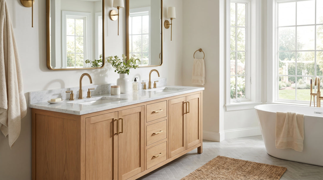 Vanderloc 72-inch double-sink Ventura vanity in a primary bathroom — custom-sized, 21-day American build | Yala Vanity