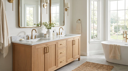 Vanderloc 72-inch double-sink Ventura vanity in a primary bathroom — custom-sized, 21-day American build | Yala Vanity