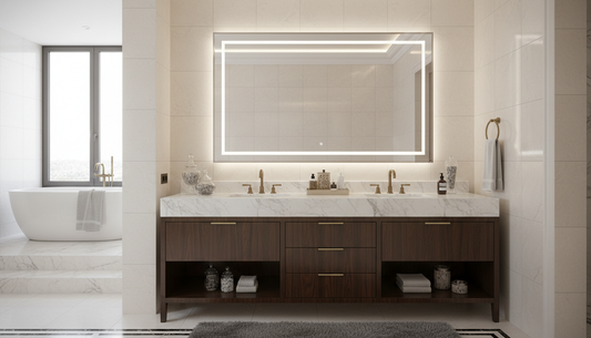 Vanderloc Kiawah collection vanity with coastal finish and soft-close drawers in a modern bathroom | Yala Vanity