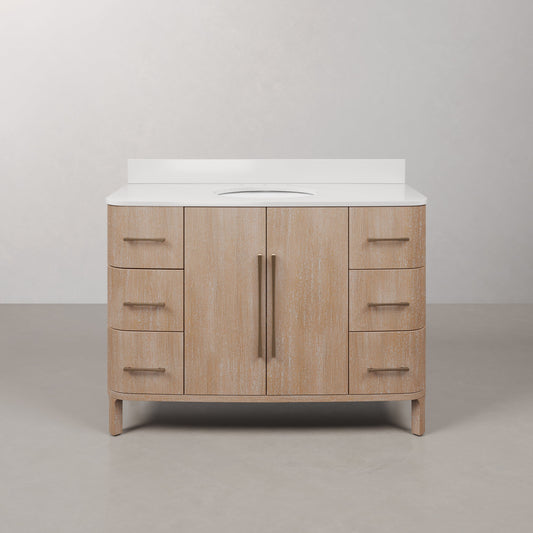 Water Creation Cirilla 48-inch vanity in Toffee Latte with Whitebrook marble top | Yala Vanity
