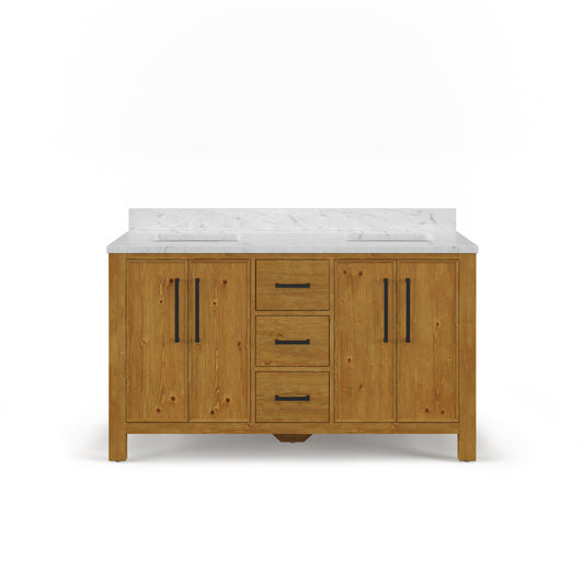 Freestanding double sink vanity — Water Creation Dino 60-inch in Sierra Oak | Yala Vanity