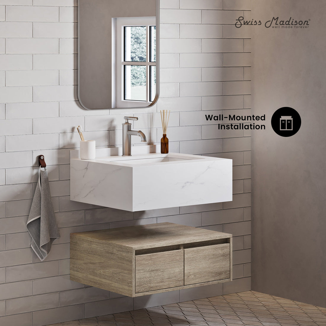 white oak floating vanity | Yala Vanity