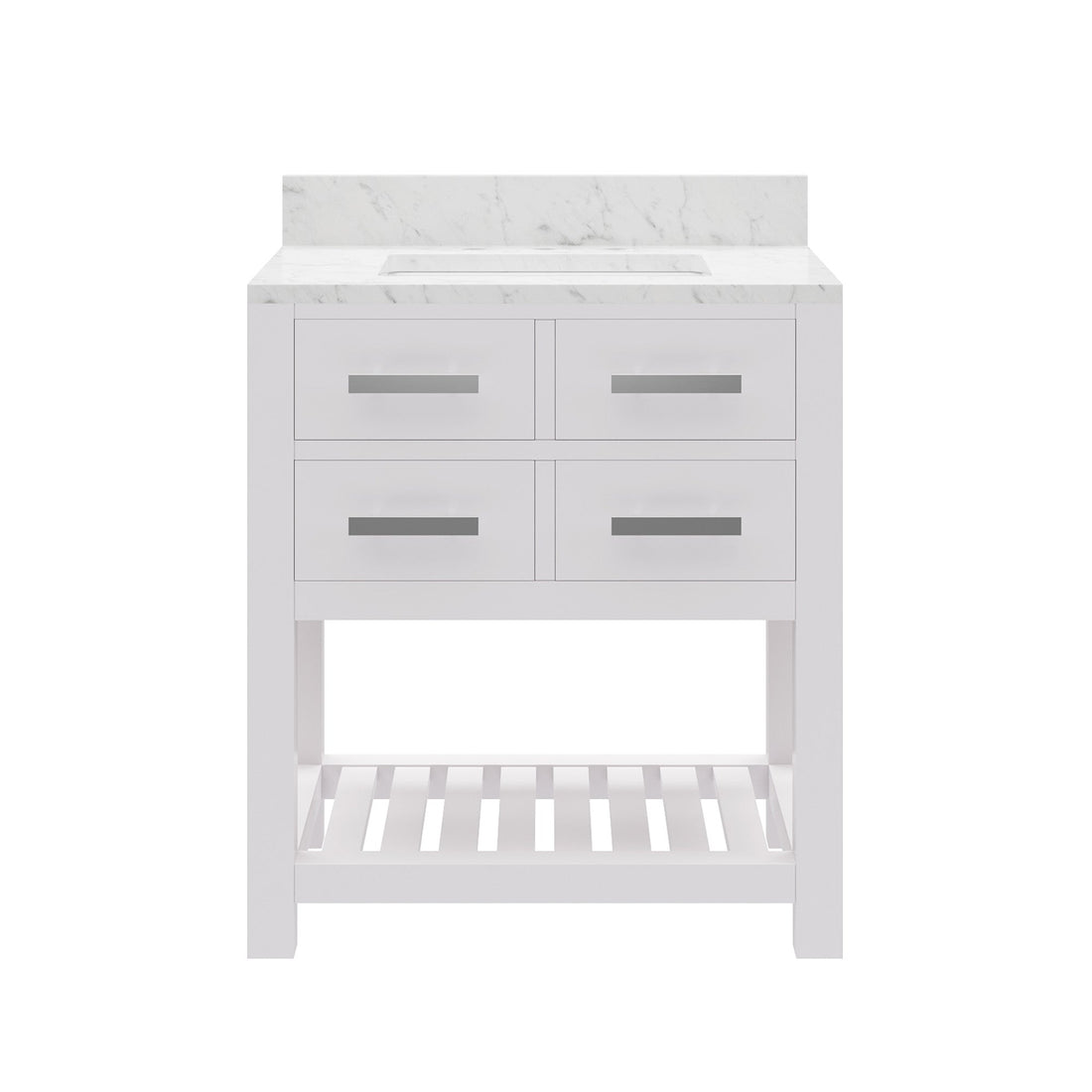 Water Creation Madalyn 30-inch vanity in Carrara White with marble top | Yala Vanity