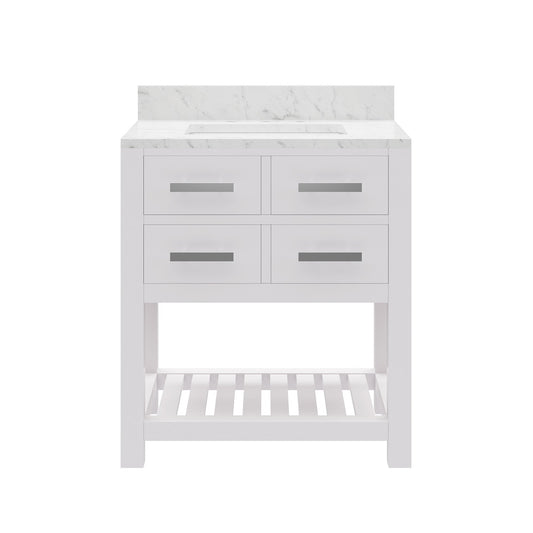 Water Creation Madalyn 30-inch vanity in Carrara White with marble top | Yala Vanity