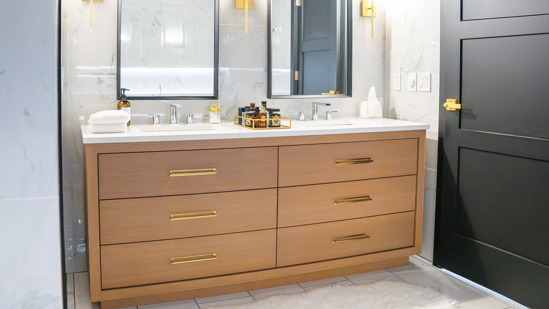 Vanderloc Avalon natural weathered double vanity — American-made bathroom furniture