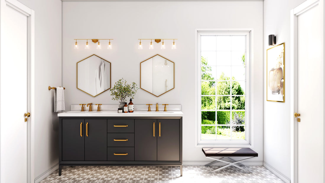Vanderloc Alexandra black double vanity — grand primary suite | Yala Vanity