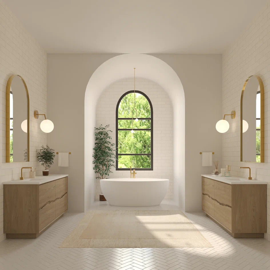 Vanderloc Ventura double vanity in American White Oak — master bathroom primary suite | Yala Vanity
