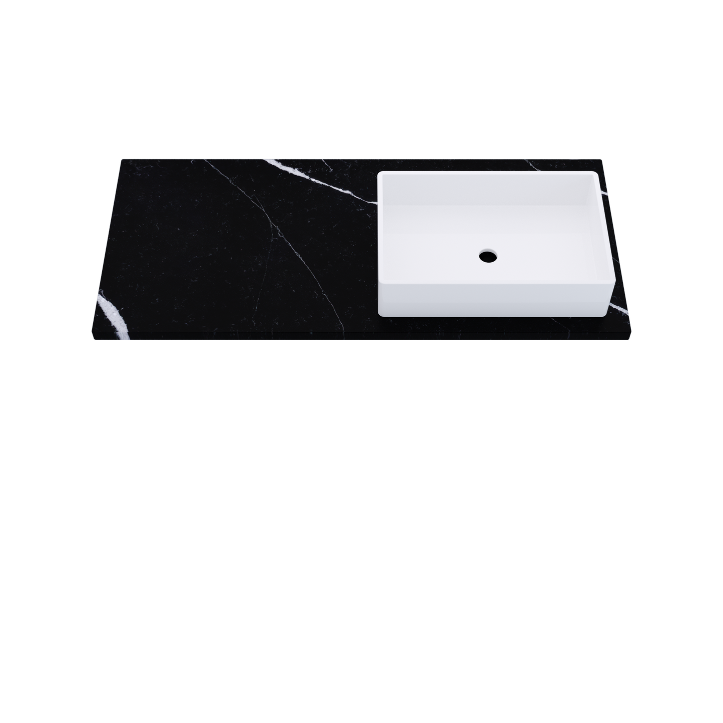 49" Vanderloc Silestone® Quartz Bathroom Vanity Top | Single Vigo Sink | Offset in Et Marquina