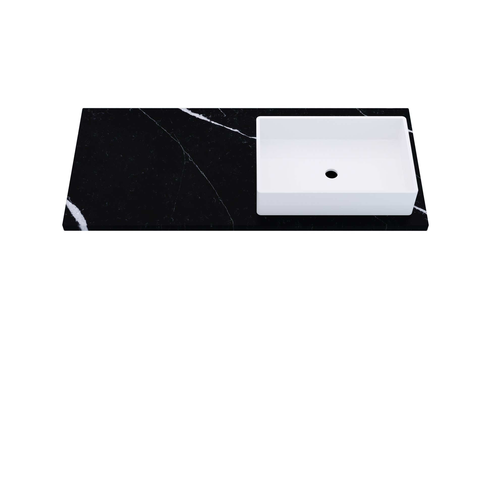49" Vanderloc Silestone® Quartz Bathroom Vanity Top | Single Vigo Sink | Offset in Et Marquina