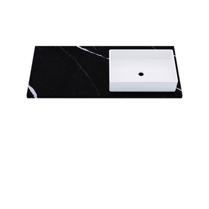 49" Vanderloc Silestone® Quartz Bathroom Vanity Top | Single Vigo Sink | Offset in Et Marquina