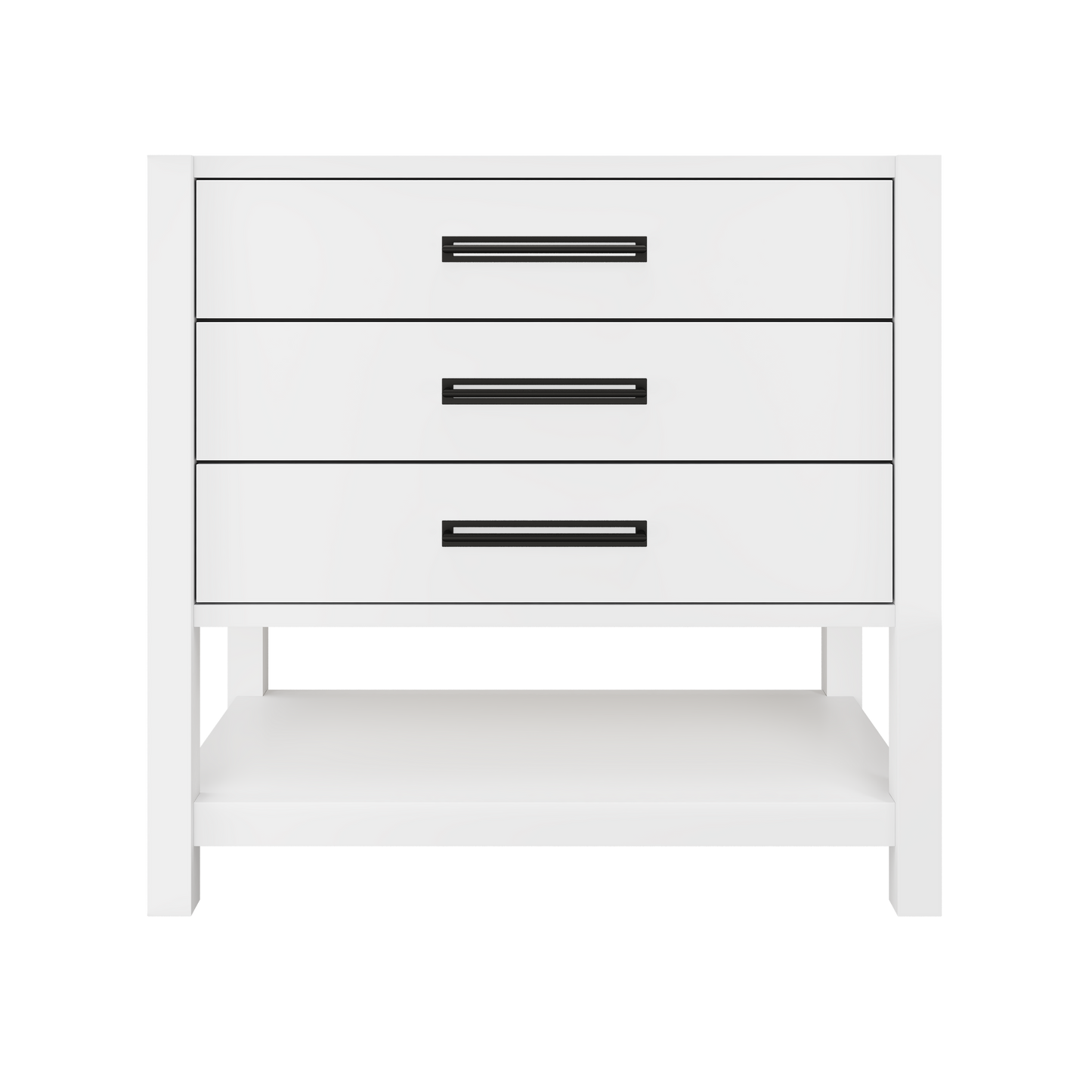 Kiawah 3-Drawer Single Bath Vanity 36in Pure White Matte Black