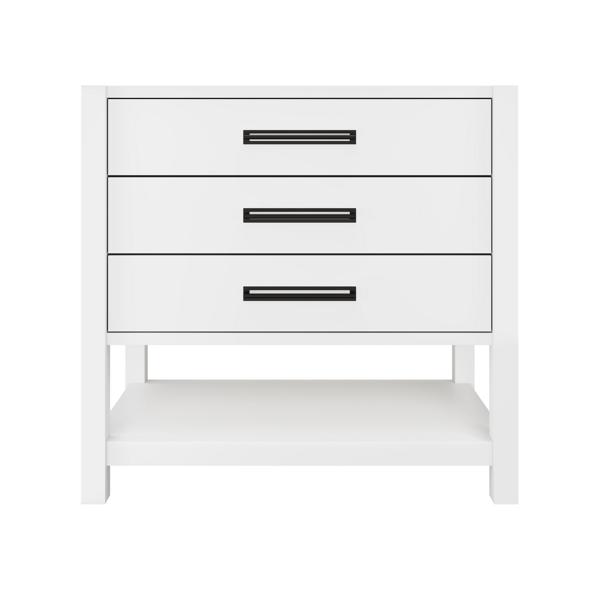 Kiawah 3-Drawer Single Bath Vanity 36in Pure White Matte Black