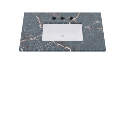 37" Vanderloc Silestone® Quartz Bathroom Vanity Top | Single Rectangle Sink | Centered in Parisien Bleu