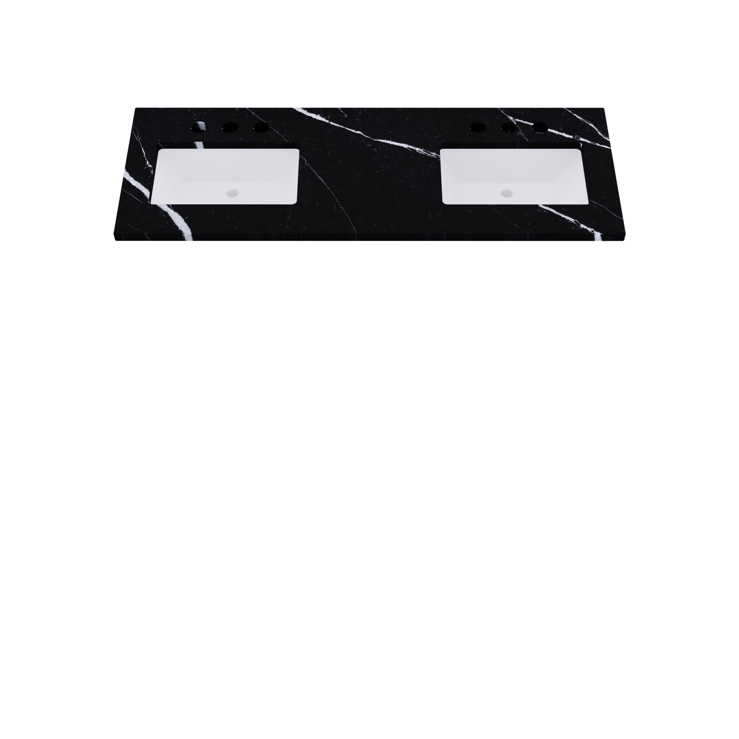 61" Vanderloc Silestone® Quartz Bathroom Vanity Top | Double Rectangle Sink | Offset in Eternal Marquina