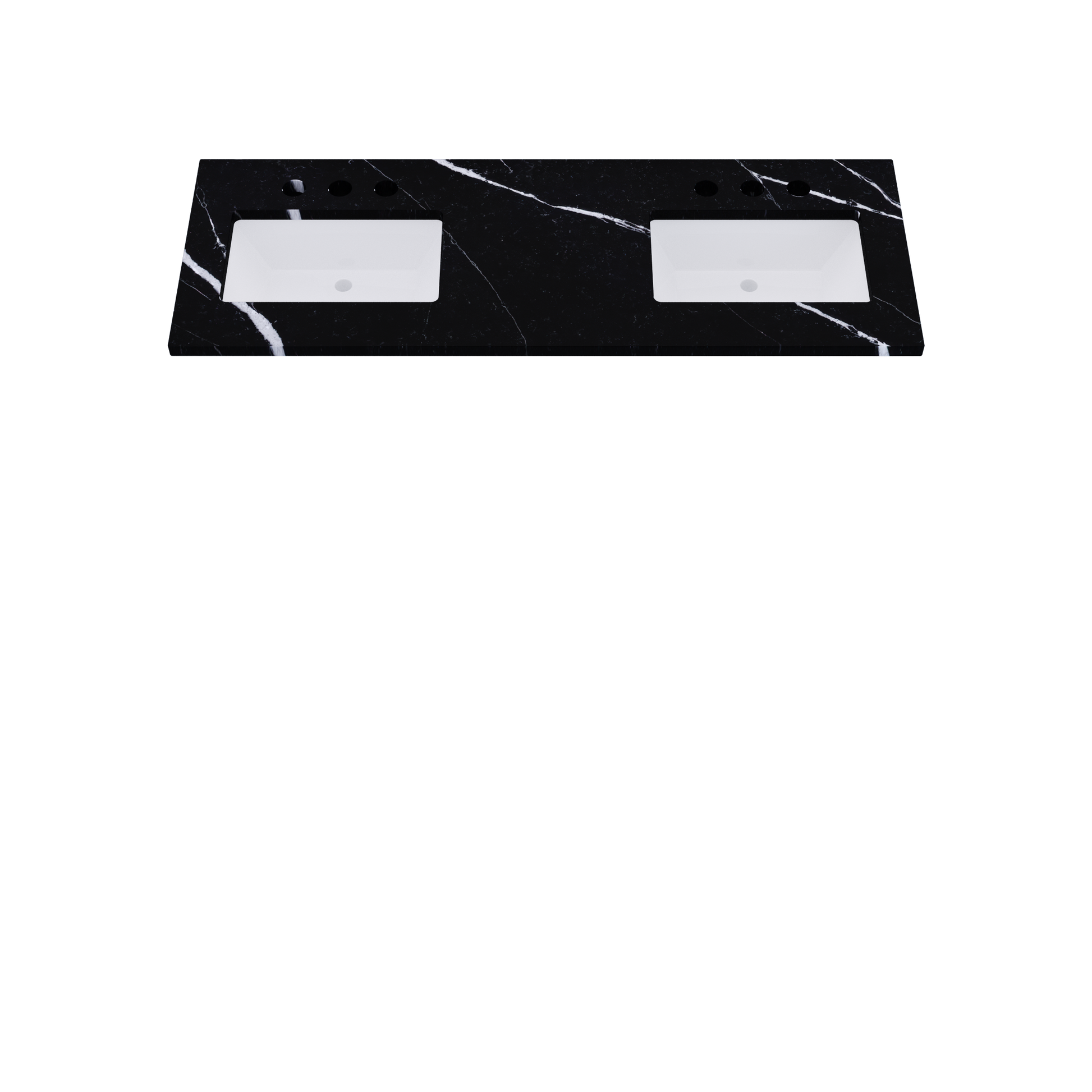 61" Vanderloc Silestone® Quartz Bathroom Vanity Top | Double Rectangle Sink | Offset in Eternal Marquina