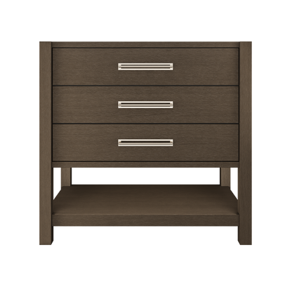 Kiawah 3-Drawer Single Bath Vanity 36in Russet Shadow Satin Nickel