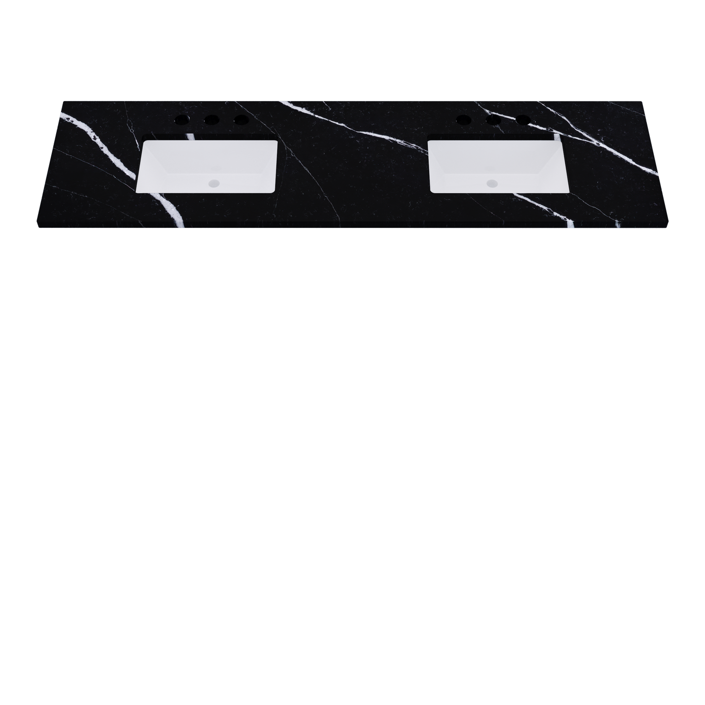 79" Vanderloc Silestone® Quartz Bathroom Vanity Top | Double Rectangle Sink | Centered in Eternal Marquina
