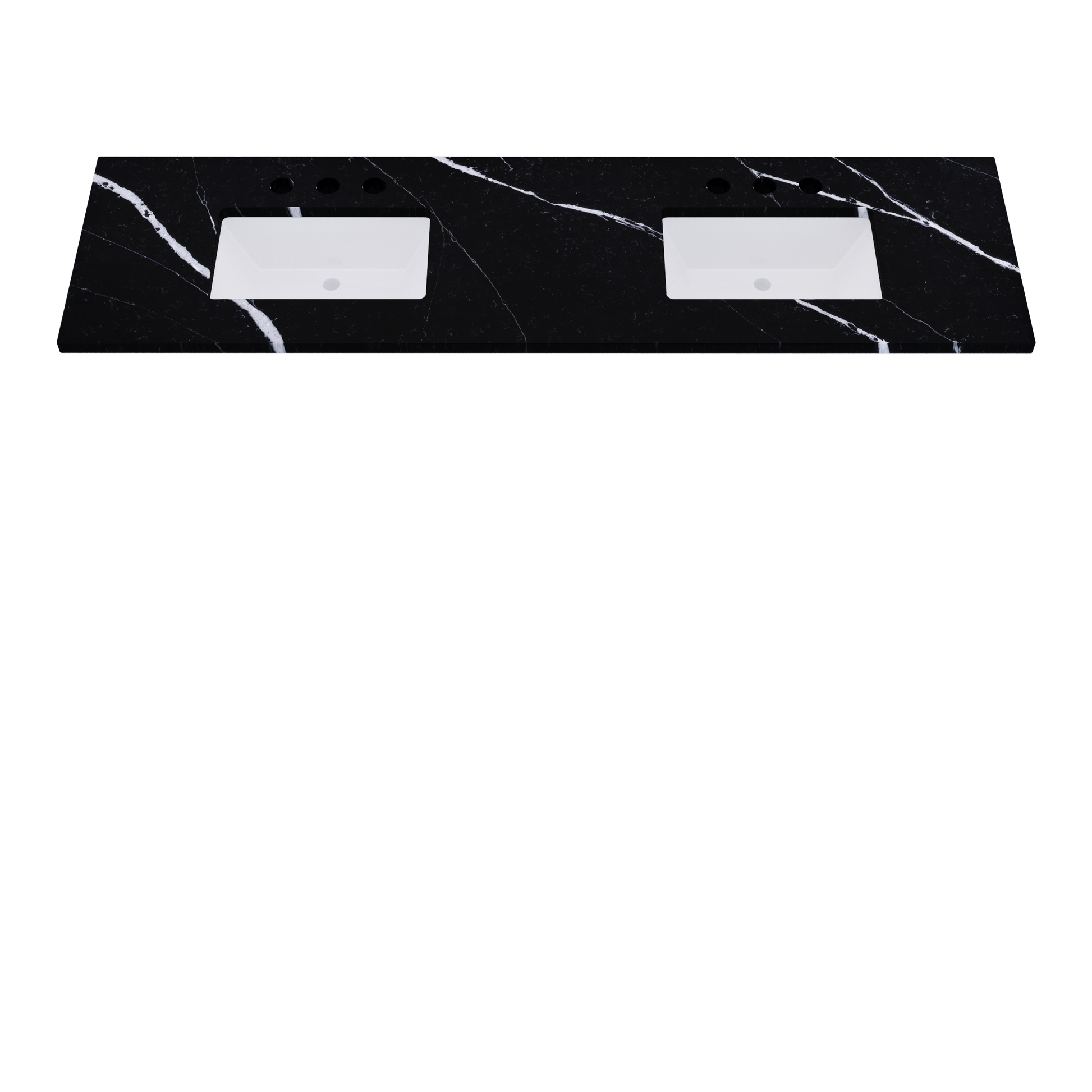 79" Vanderloc Silestone® Quartz Bathroom Vanity Top | Double Rectangle Sink | Centered in Eternal Marquina