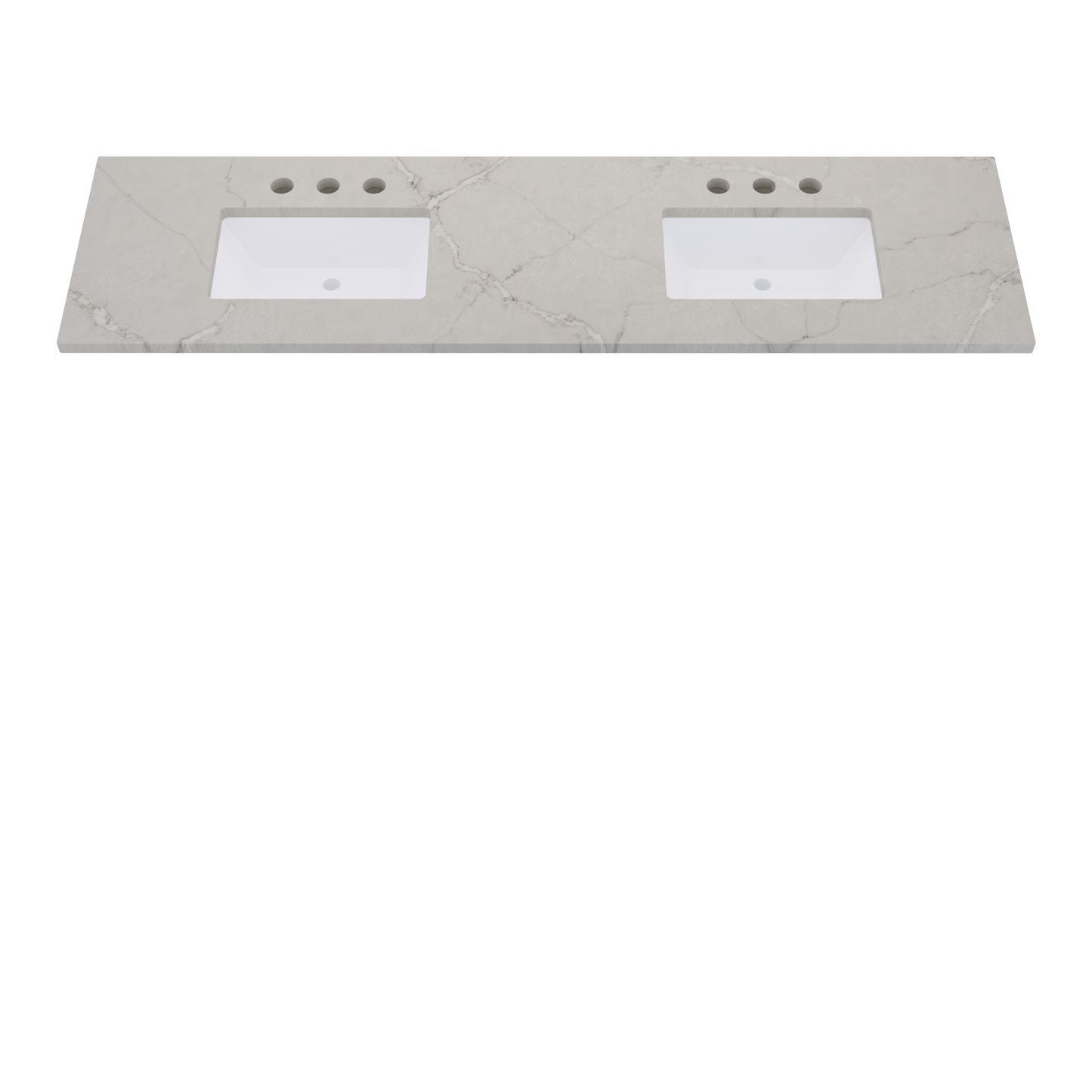 79" Vanderloc Silestone® Quartz Bathroom Vanity Top | Double Rectangle Sink | Centered in Victorian Silver